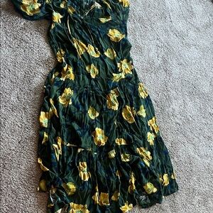 Sonoma One Shoulder Dress in Green and Yellow Floral